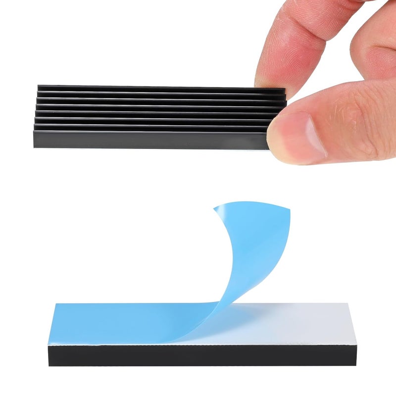 Manesi 4Pcs Black Aluminum Heat Sink with Thermal Conductive Adhesive Tape, 70×22×6mm Heatsink Cooler for Cooling M.2 Drive PC/PS5 SSD - Image 2